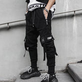 Hearujoy Harajuku Fashion Casual Cargo Pants Mens Joggers Trousers High Street Ribbon Black Sweatpants Male Streetwear Korean Harem Pants